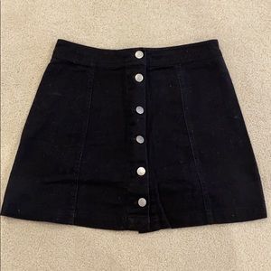 Black denim button down skirt